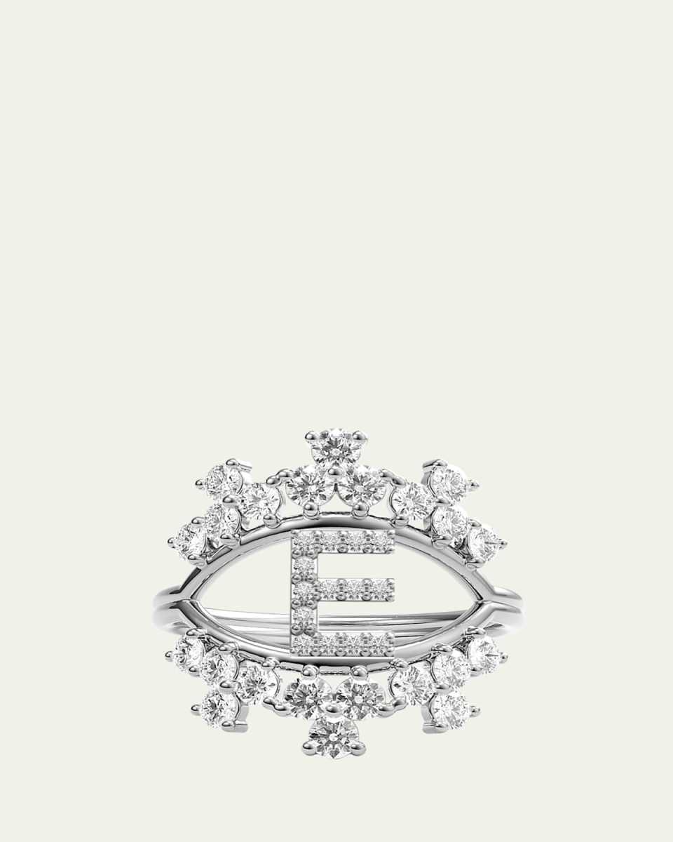 Sara 18K White Gold Diamond Ring, Letter E